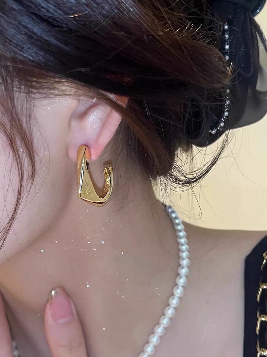Prada Style Twisted Hoop Earrings - Image 3