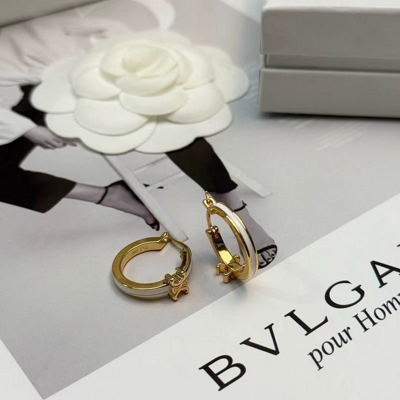 18K Celine Pearl Circle Gold Earrings - Image 5