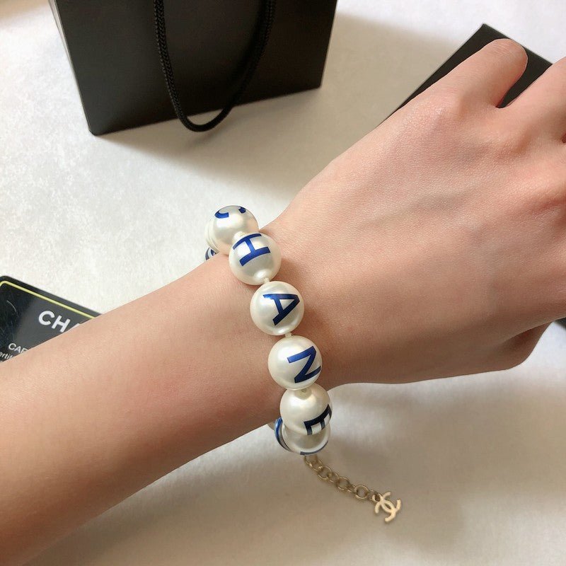Chanel Printed Pearl Stripe Bead Bracelet - Image 3