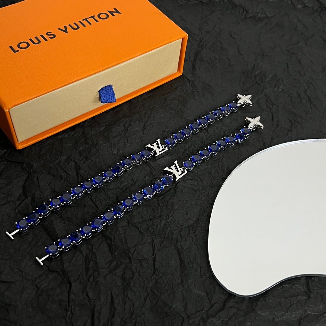 LV Silver-Tone Tennis Chain Crystal Bracelet - Image 3