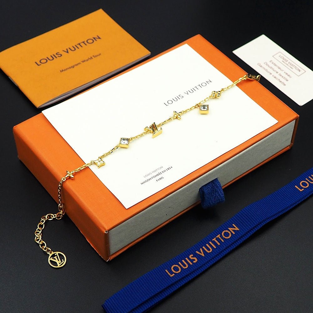 LV Gold Multi Zircon Floral Star Mixed Bracelet - Image 7