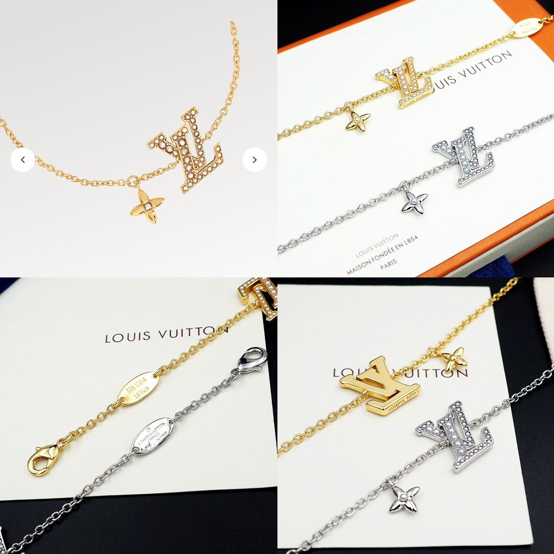 LV Crystal Gold-Tone LV Logo Bracelet - Image 6