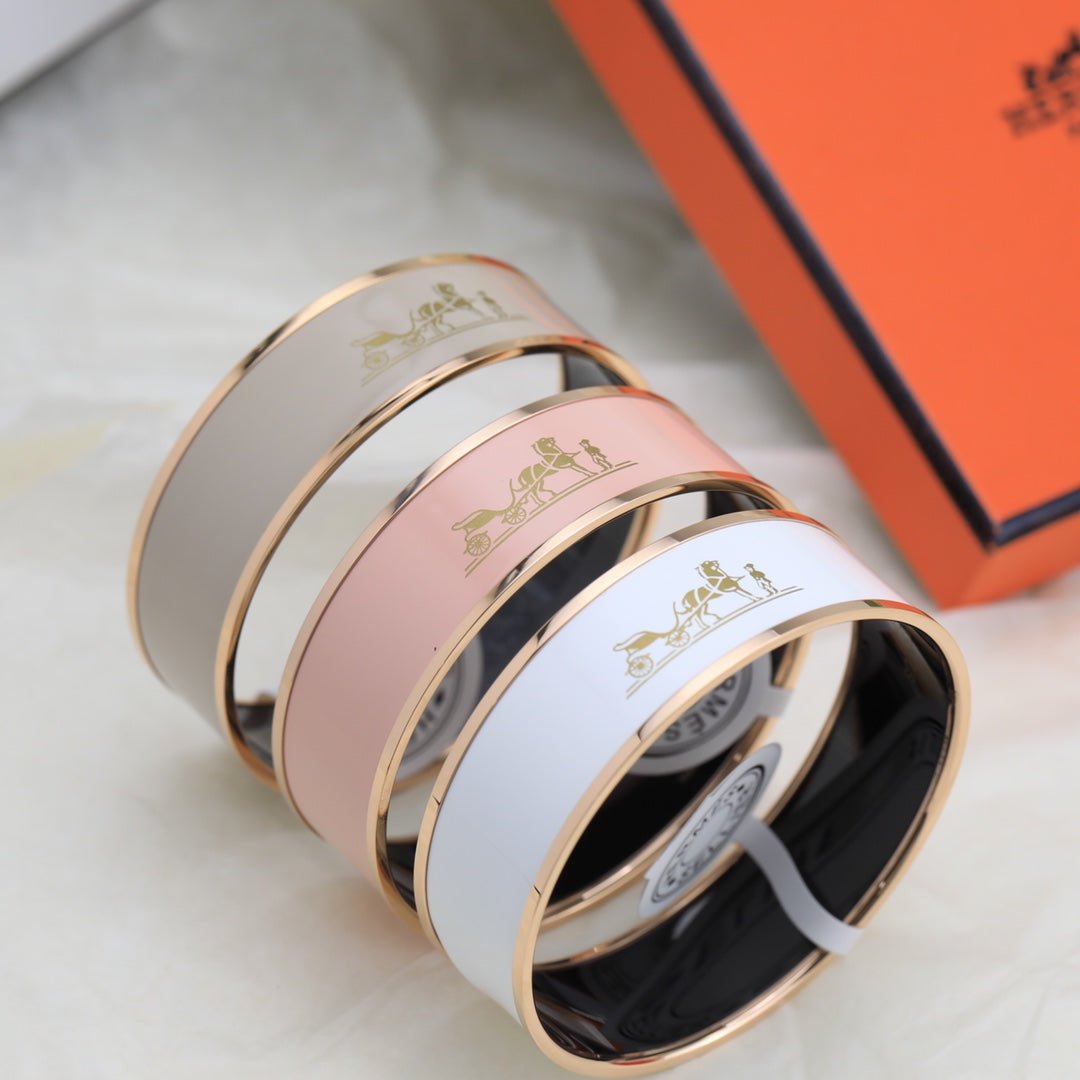 Alternative view of Hermès Pink & Gold Enamel Carriage Bangle