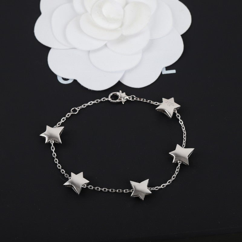 Chanel Silver Multi-Star Crystal Thin Bracelet - Image 4