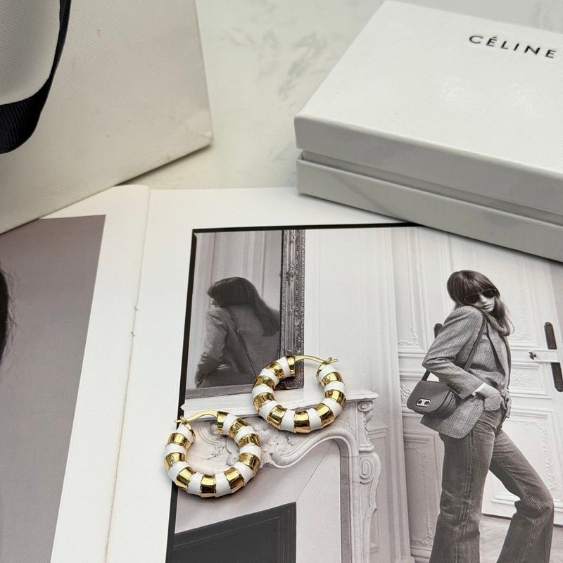 18K Celine Pearl Round Gold Earrings - Image 5