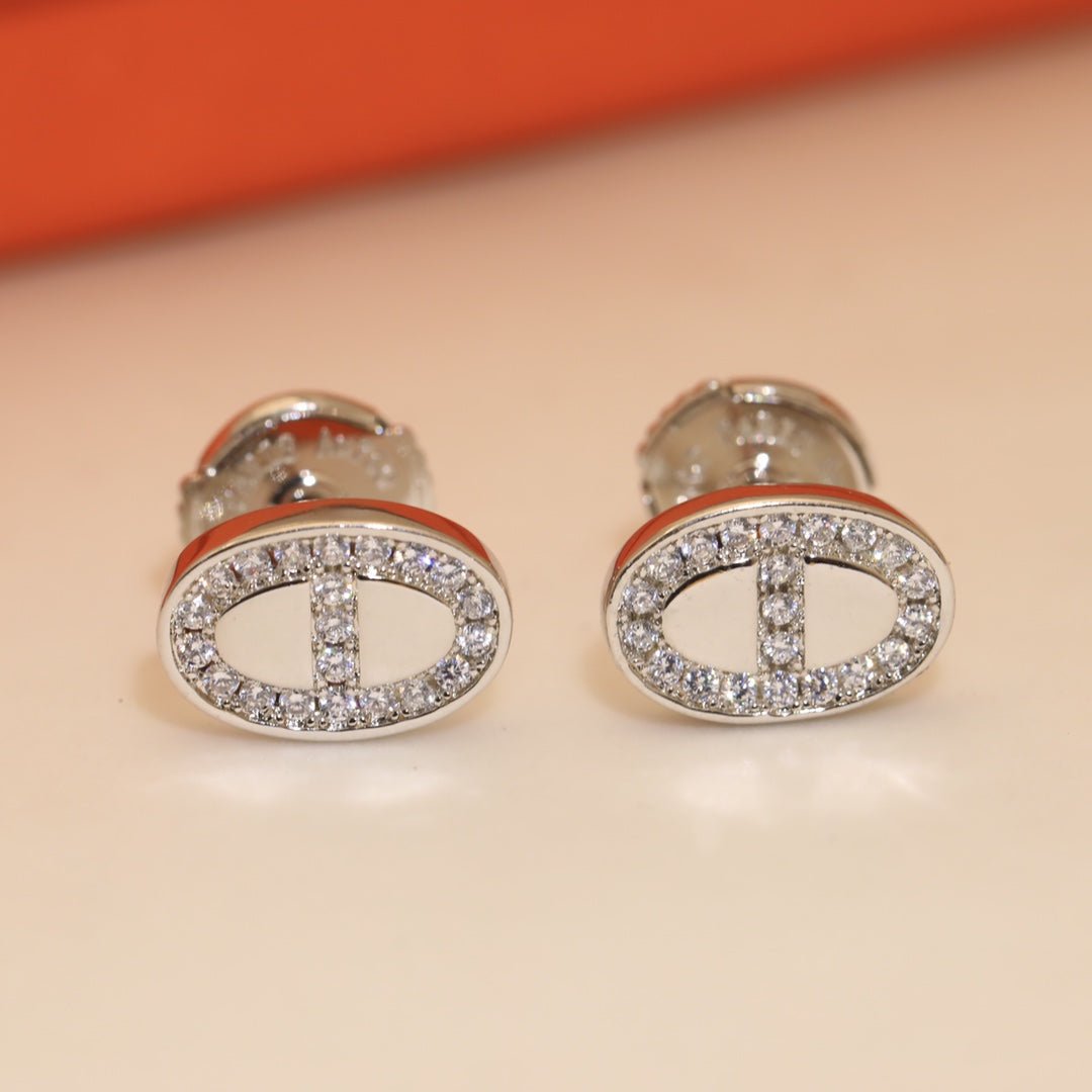 Alternative view of Hermès Full Paved Diamond Gold Stud Earrings