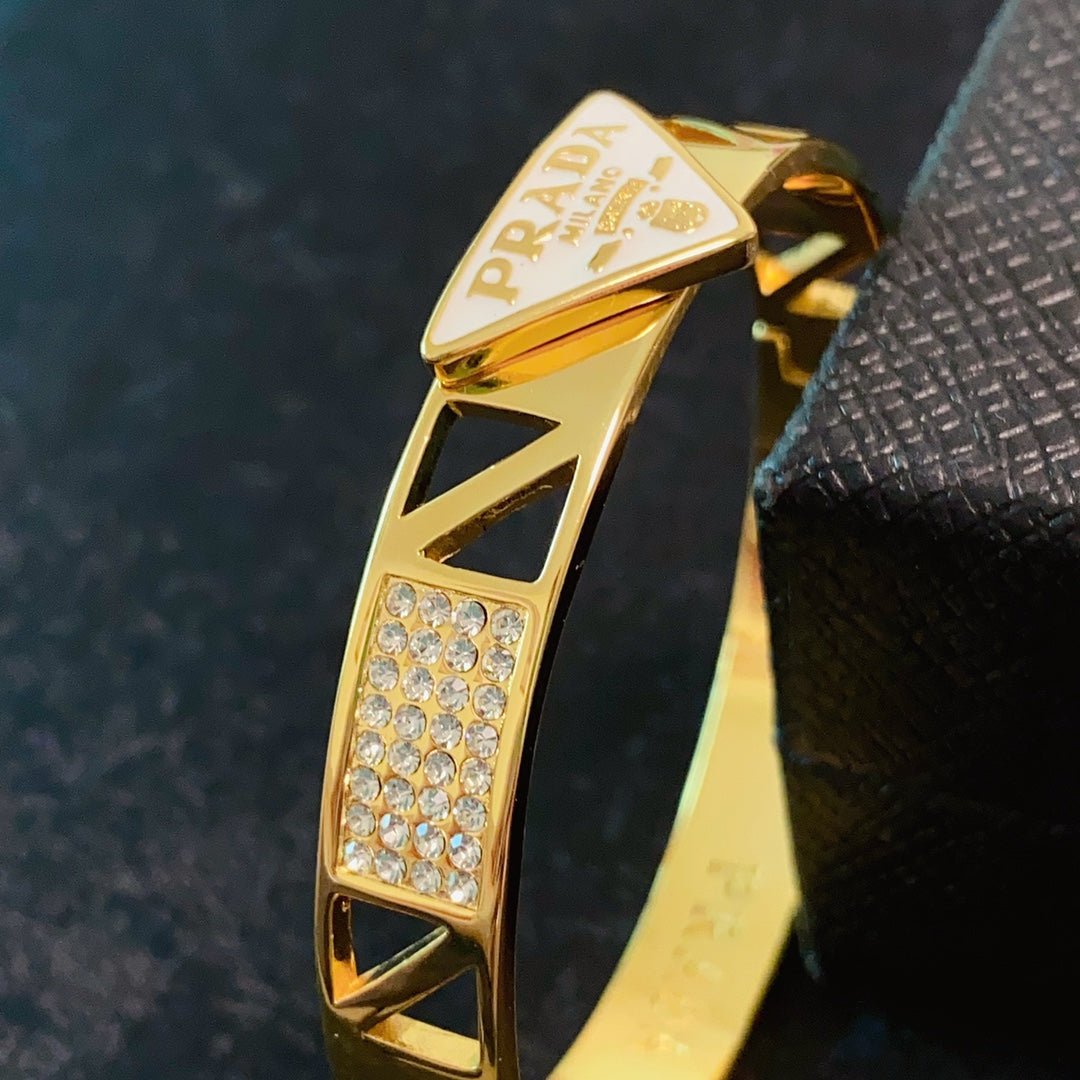 Prada Style Diamond Cuff Bangle - Image 5