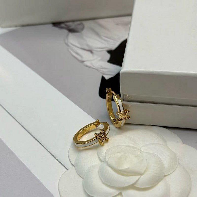 18K Celine Pearl Circle Gold Earrings - Image 6