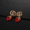 GUCCI Enamel Strawberry GG Drop Earrings