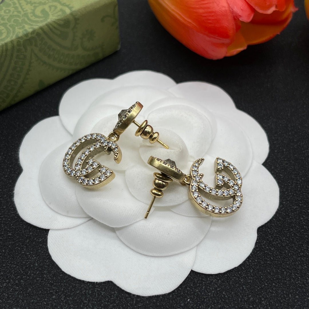 GUCCI Crystal GG Drop Earrings - Image 3
