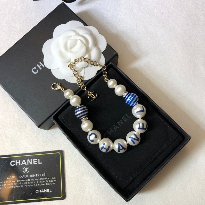 Chanel Printed Pearl Stripe Bead Bracelet - Image 4