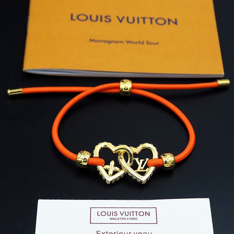 LV Orange Cord Heart Bracelet - Image 2