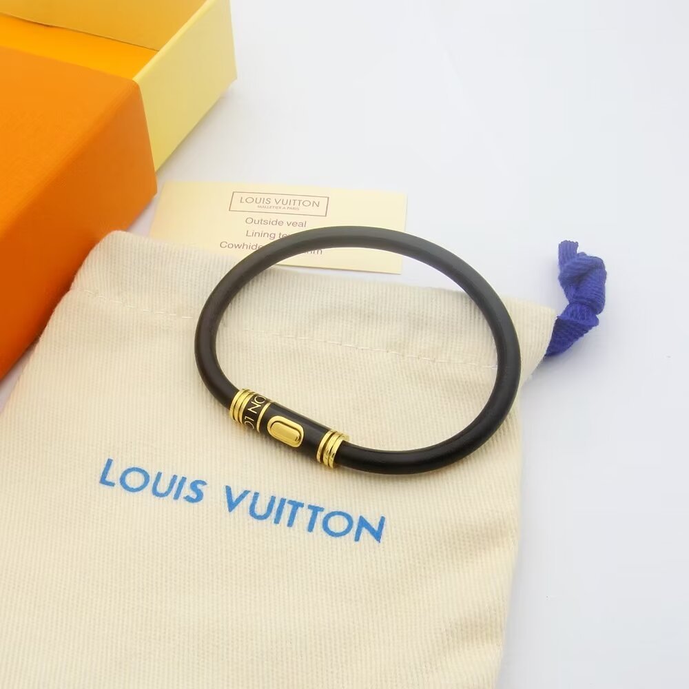 LV Black Cord Logo Monochromatic Bracelet - Image 4