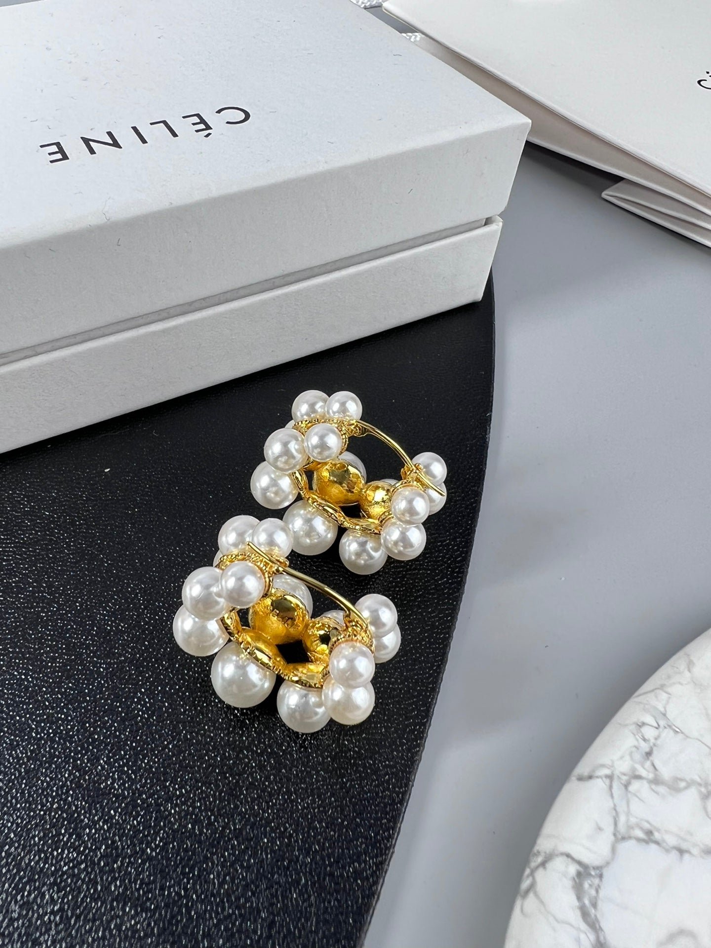 18K Celine Two-Rows Pearl Earrings - Image 5