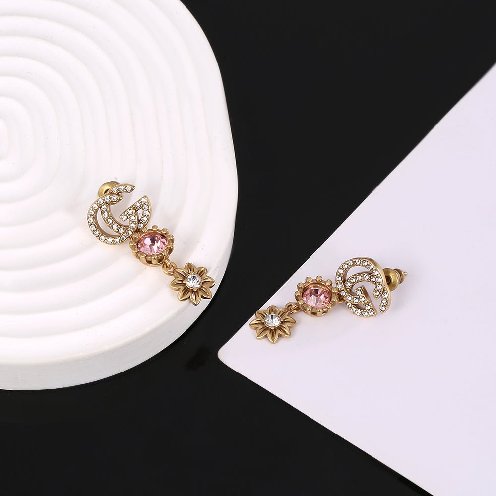 GUCCI Crystal Floral Gem Drop Earrings - Image 5