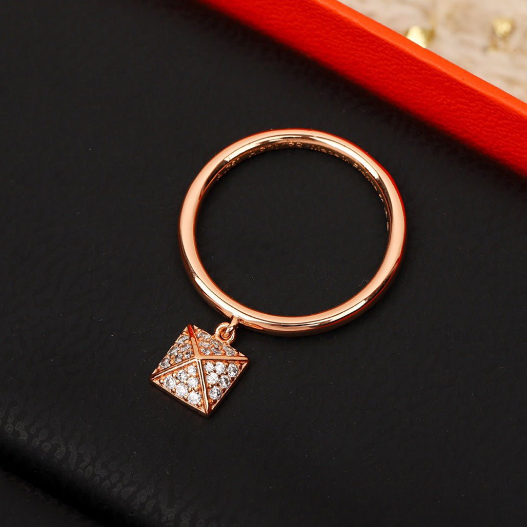 Hermès Rose Gold Diamond Pyramid Ring