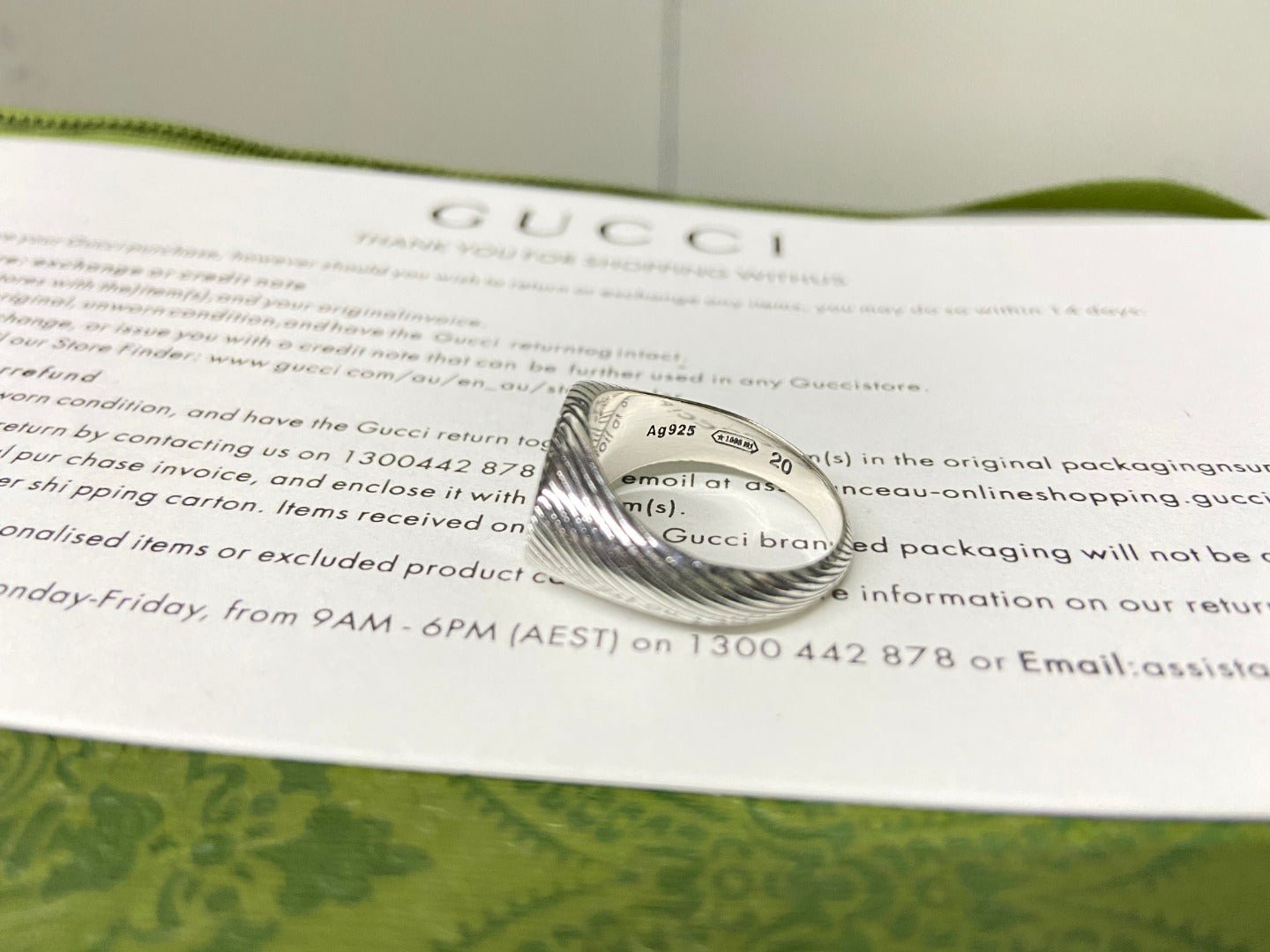 GUCCI Twisted Rope GG Signet Silver Ring - Image 13