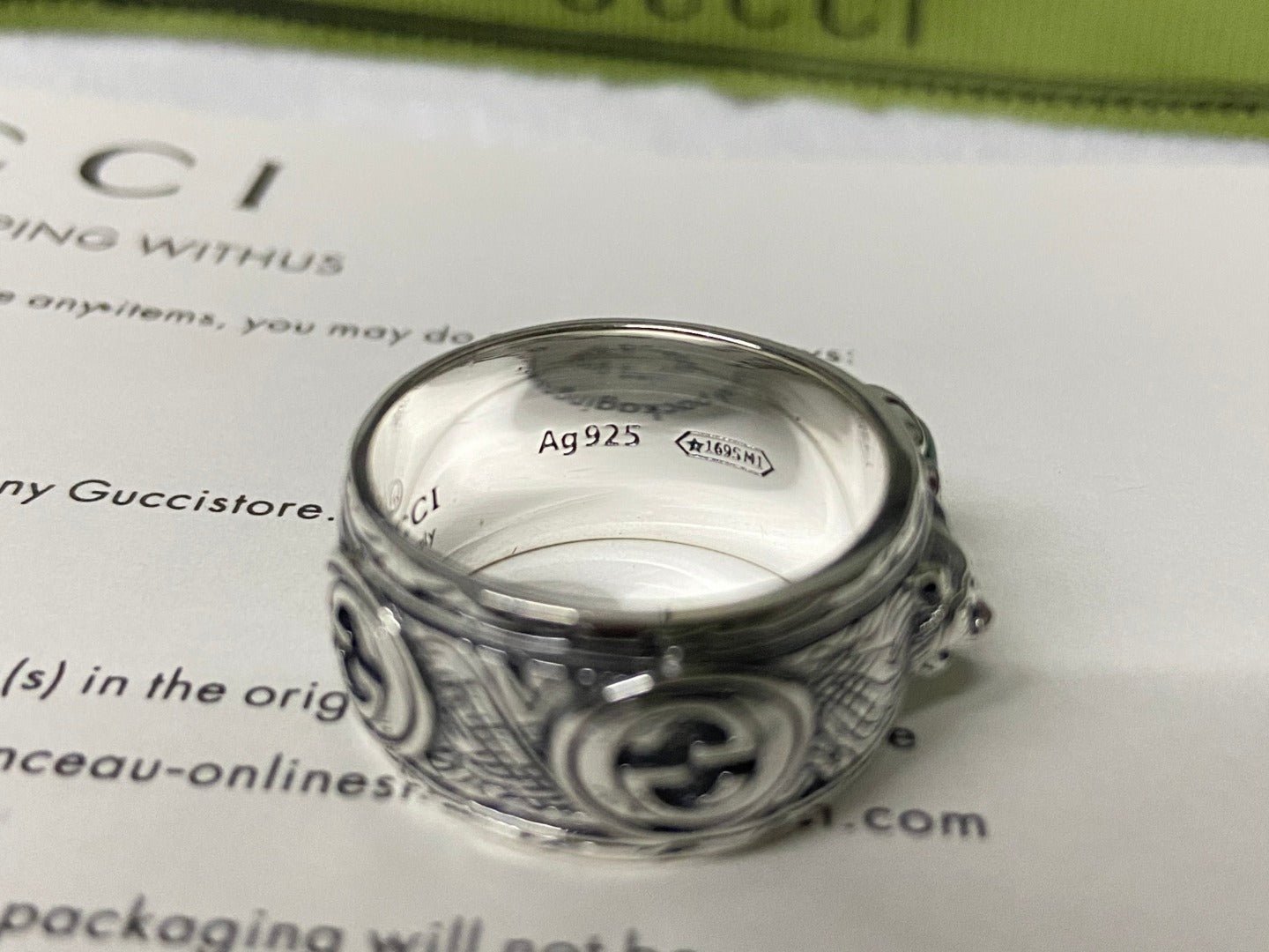 Alternative view of Double Gucci Feline Garden Green Ring