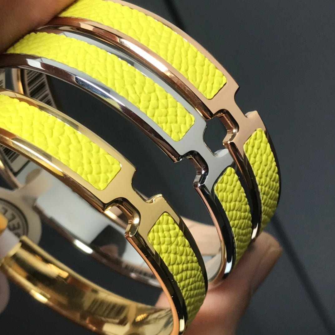 Hermès O'Kelly Yellow Leather & Gold Bracelet - Image 5