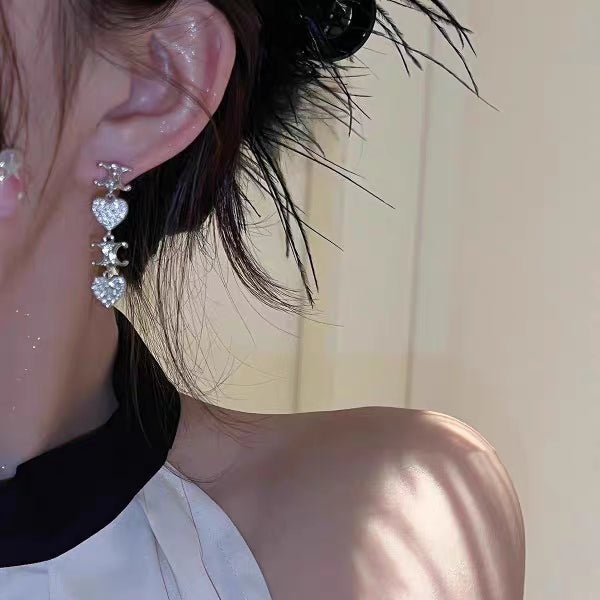 18K Celine Heart Pendant Earrings - Image 5