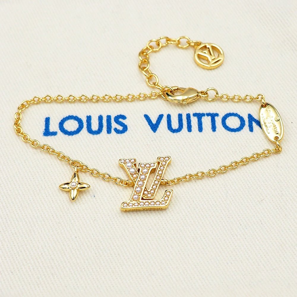 LV Crystal Gold-Tone LV Logo Bracelet - Image 4