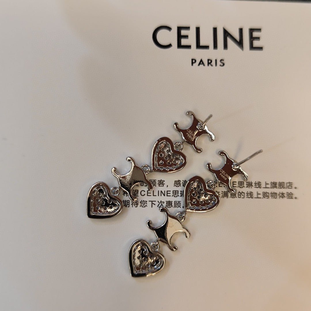 18K Celine Heart Pendant Earrings - Image 6