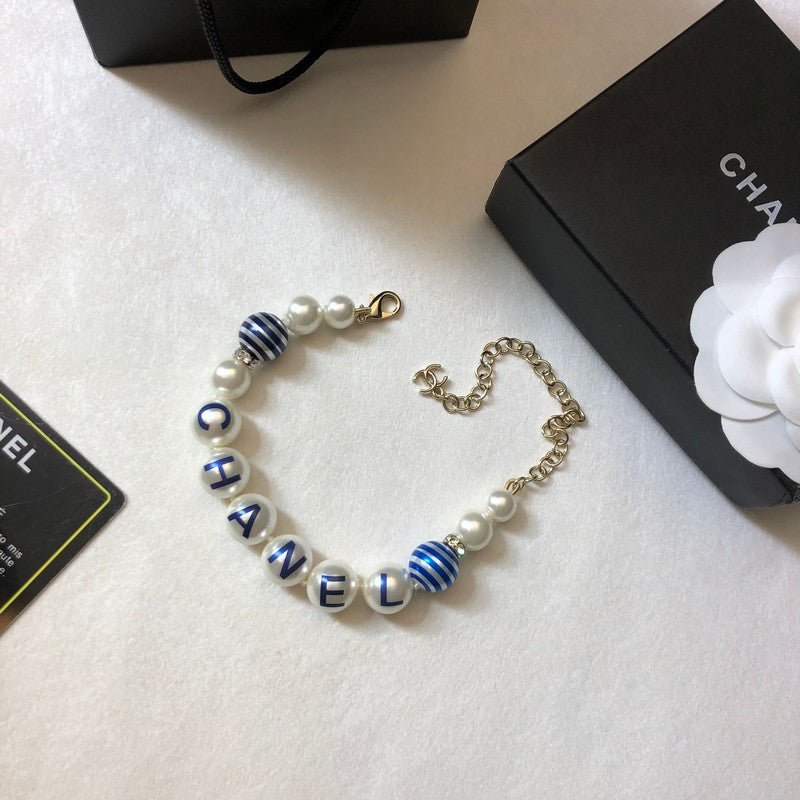 Chanel Printed Pearl Stripe Bead Bracelet - Image 5