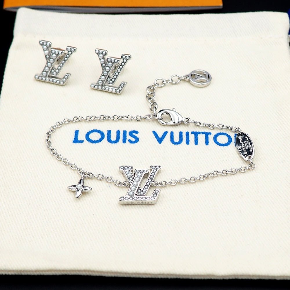 LV Crystal Gold-Tone LV Logo Bracelet - Image 7