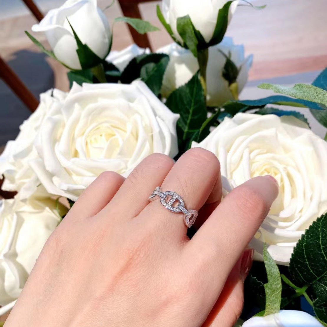 Hermès Silver Diamond Chaine d'Ancre Ring - Image 5