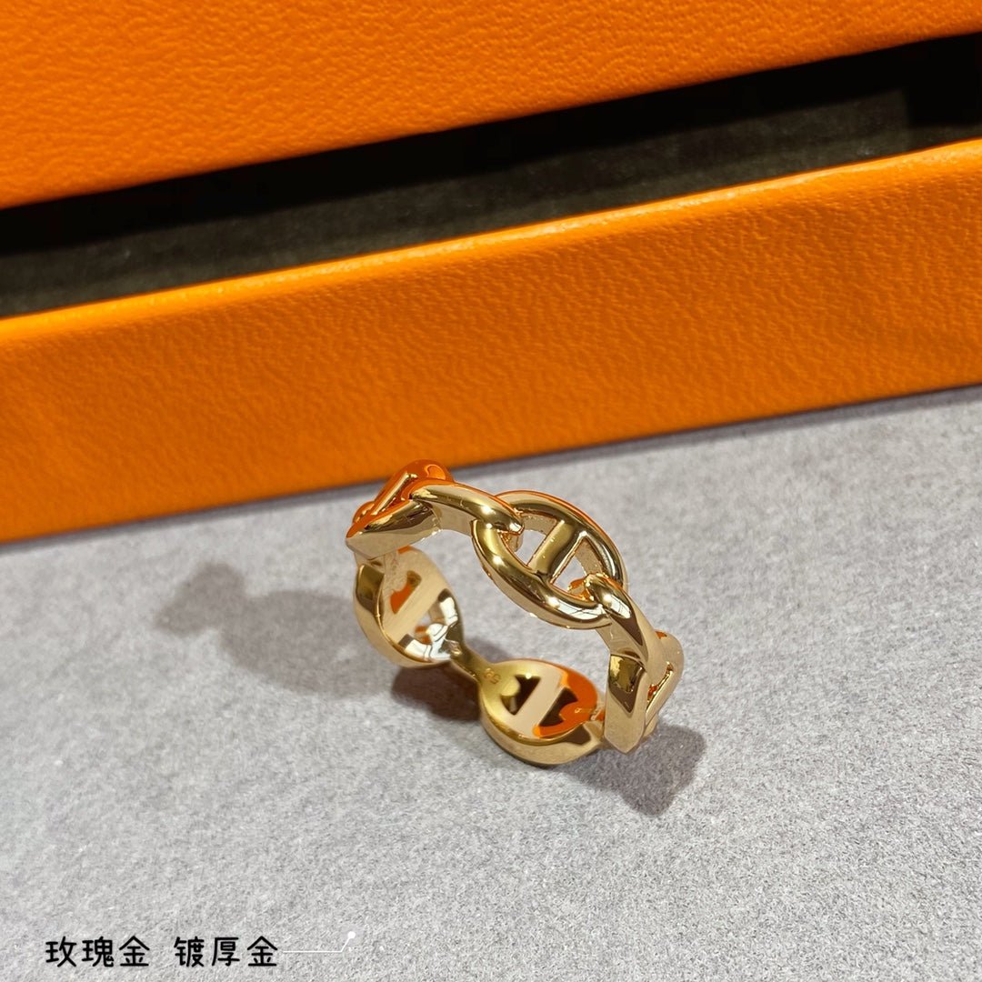 Hermès Gold Plated Chaine d'Ancre Links Ring - Image 7