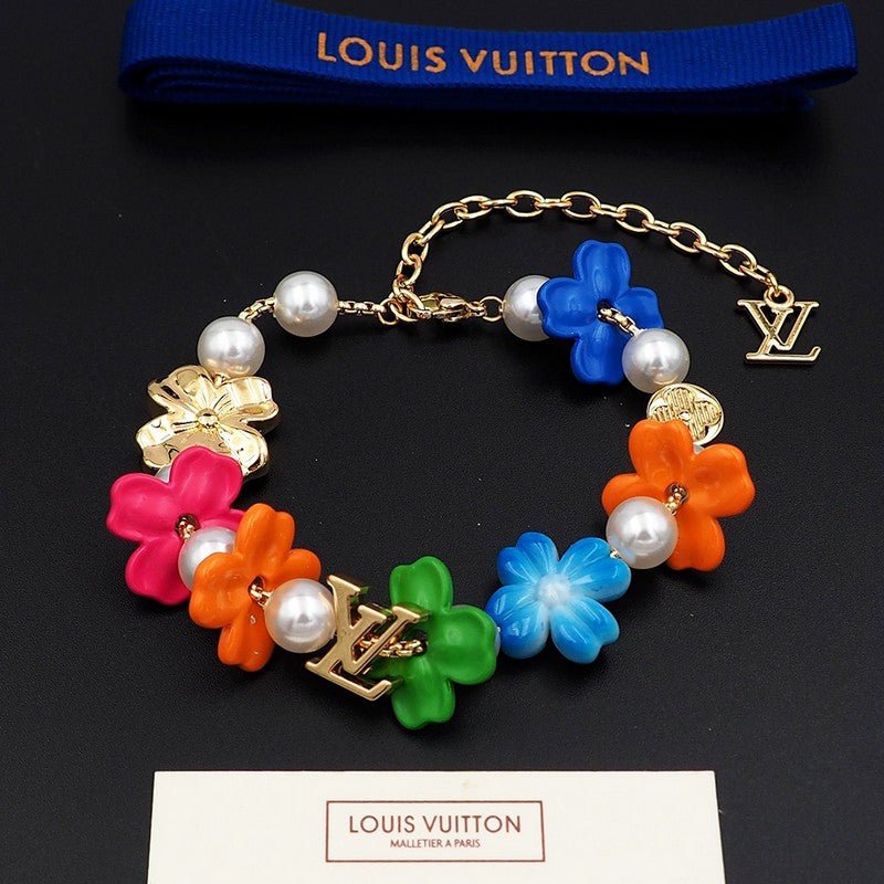 Alternative view of LV Colorful Floral Metal Pearl Bracelet