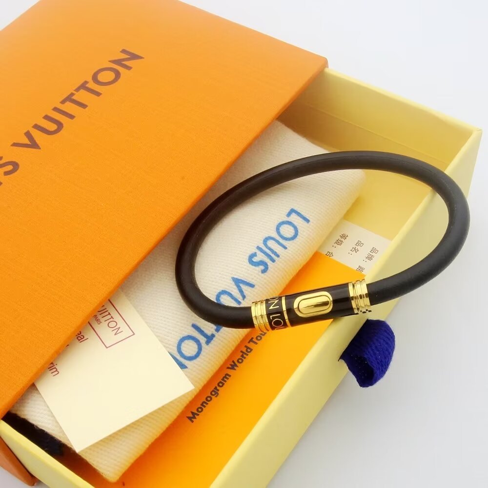 LV Black Cord Logo Monochromatic Bracelet - Image 5