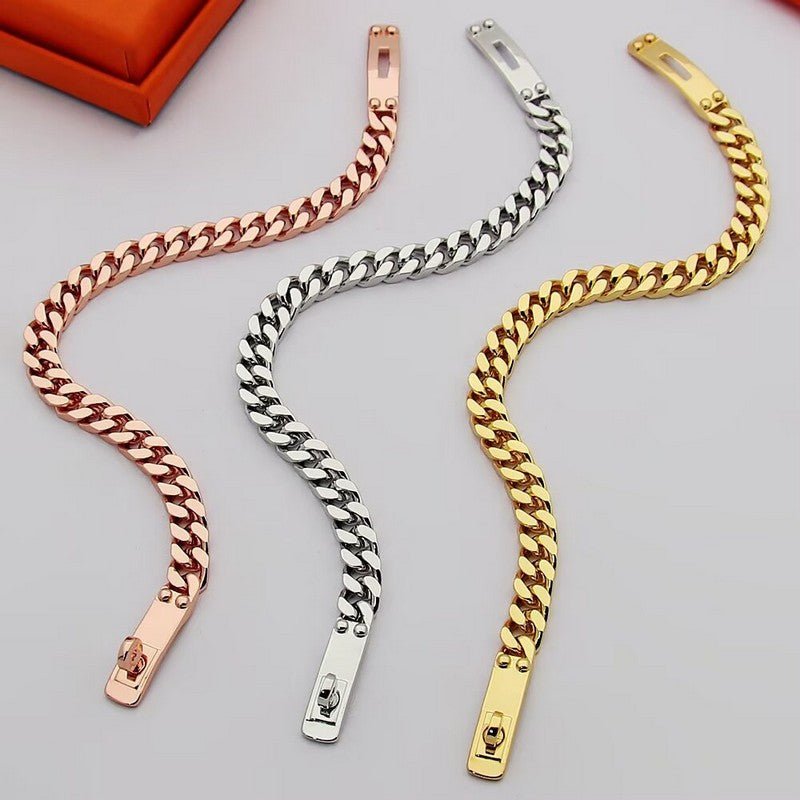 Hermès Cuban Chain Lock Clasp Bracelet Set - Image 8