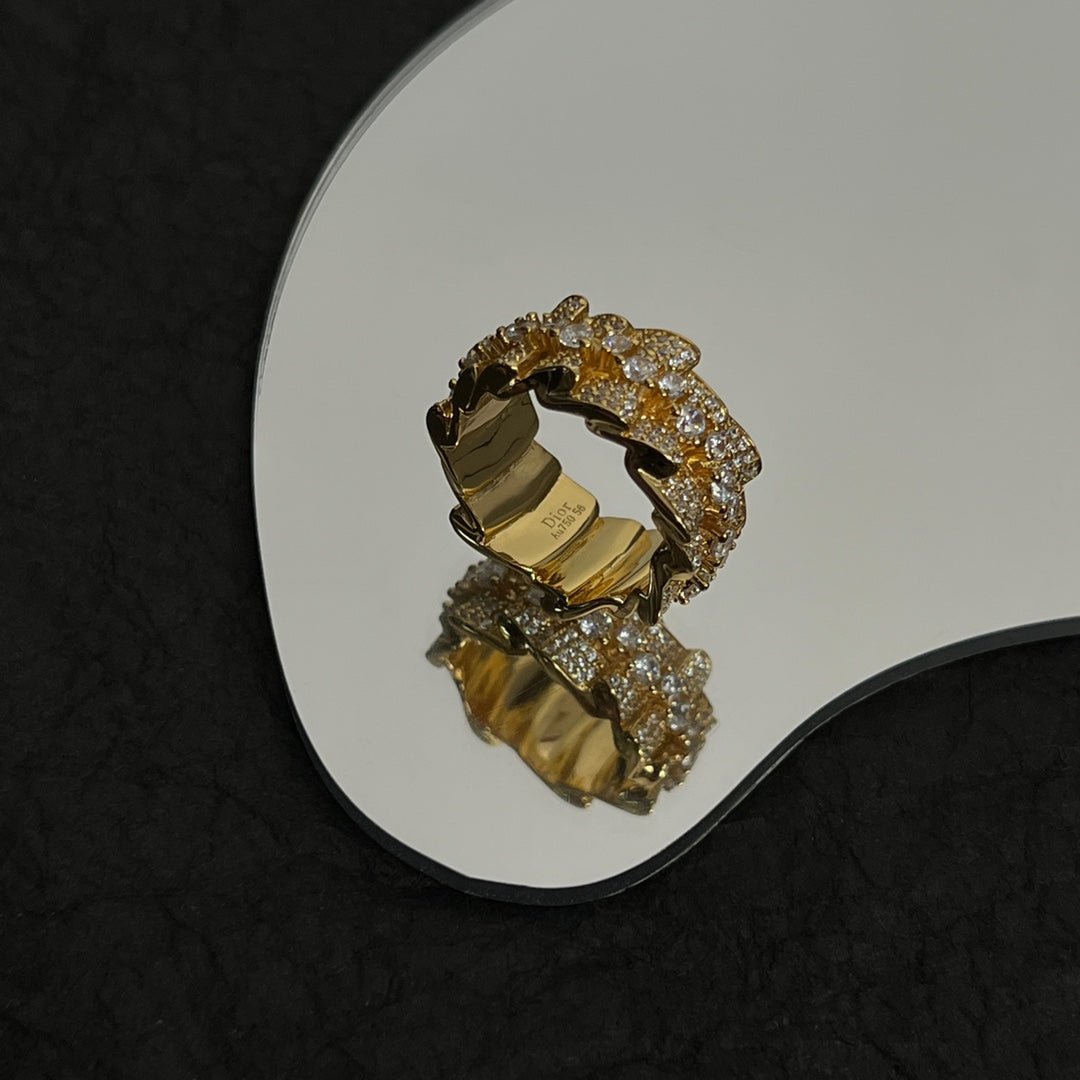 Dior Silver Full Paved Crystal Twisted Ring - Image 3