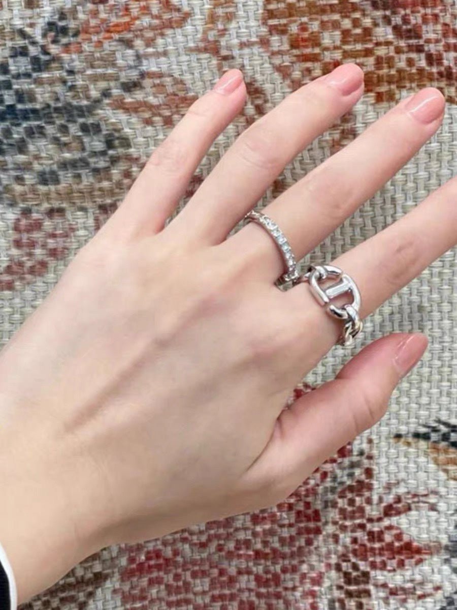 Hermès Silver Chaine d'Ancre Open Ring - Image 6