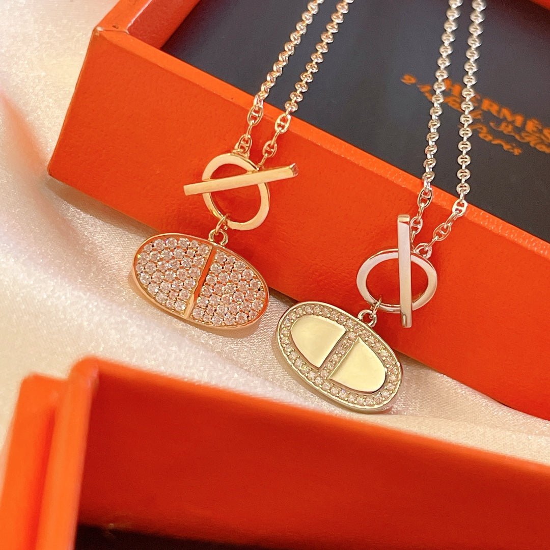 Hermès Rose Gold Diamond Pendant Necklace - Image 9