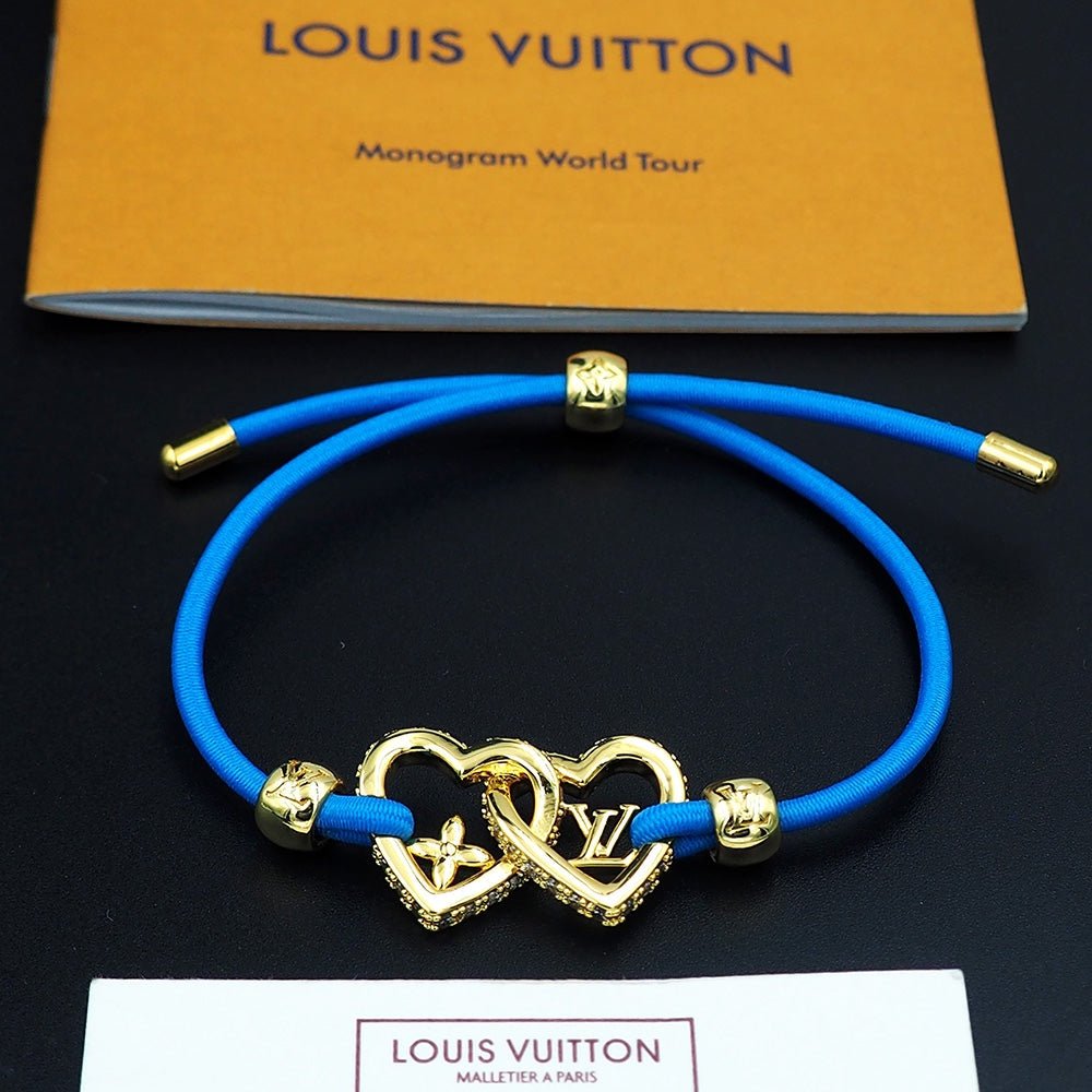 LV Blue Cord Heart Bracelet - Image 5
