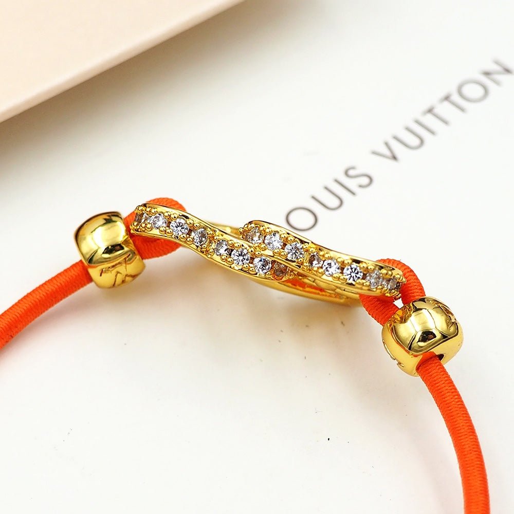 LV Orange Cord Heart Bracelet - Image 6