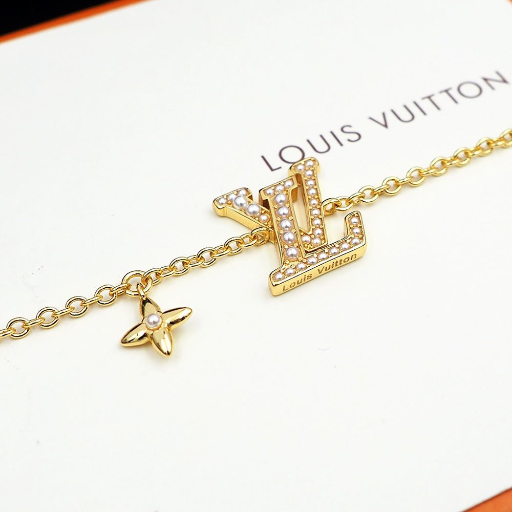 LV Crystal Gold-Tone LV Logo Bracelet - Image 8