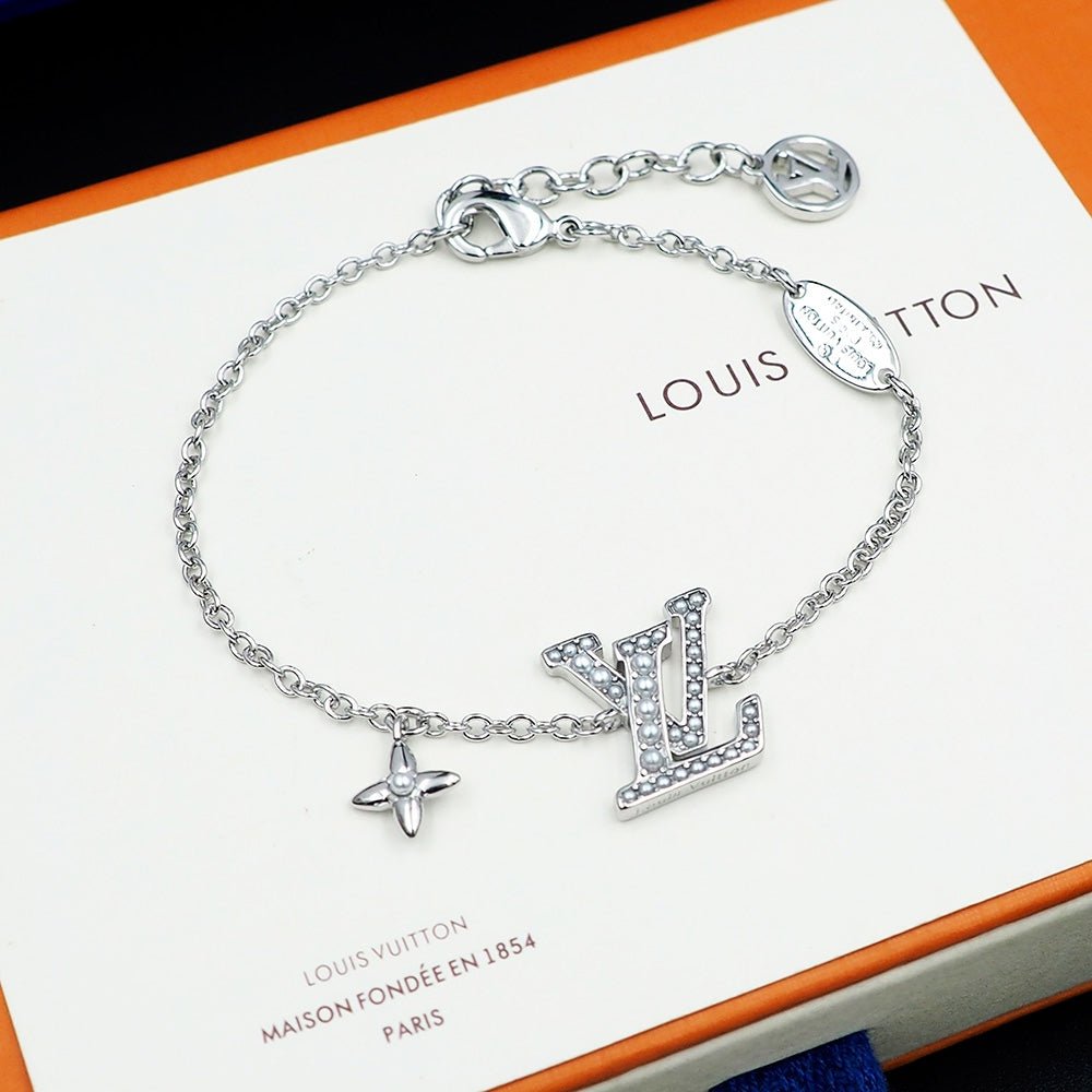 LV Crystal Gold-Tone LV Logo Bracelet - Image 3