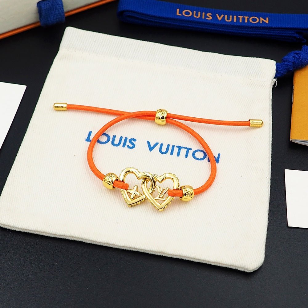 LV Orange Cord Heart Bracelet - Image 7