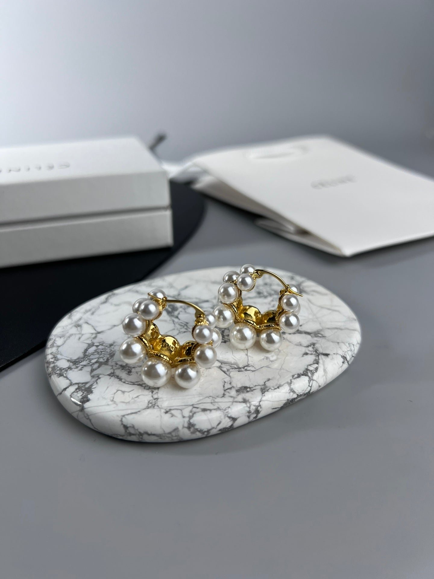 18K Celine Two-Rows Pearl Earrings - Image 6