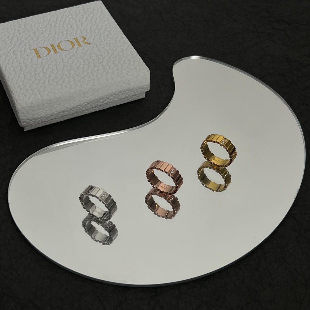 Dior Silver Geometric Rectangular Crystal Ring - Image 8