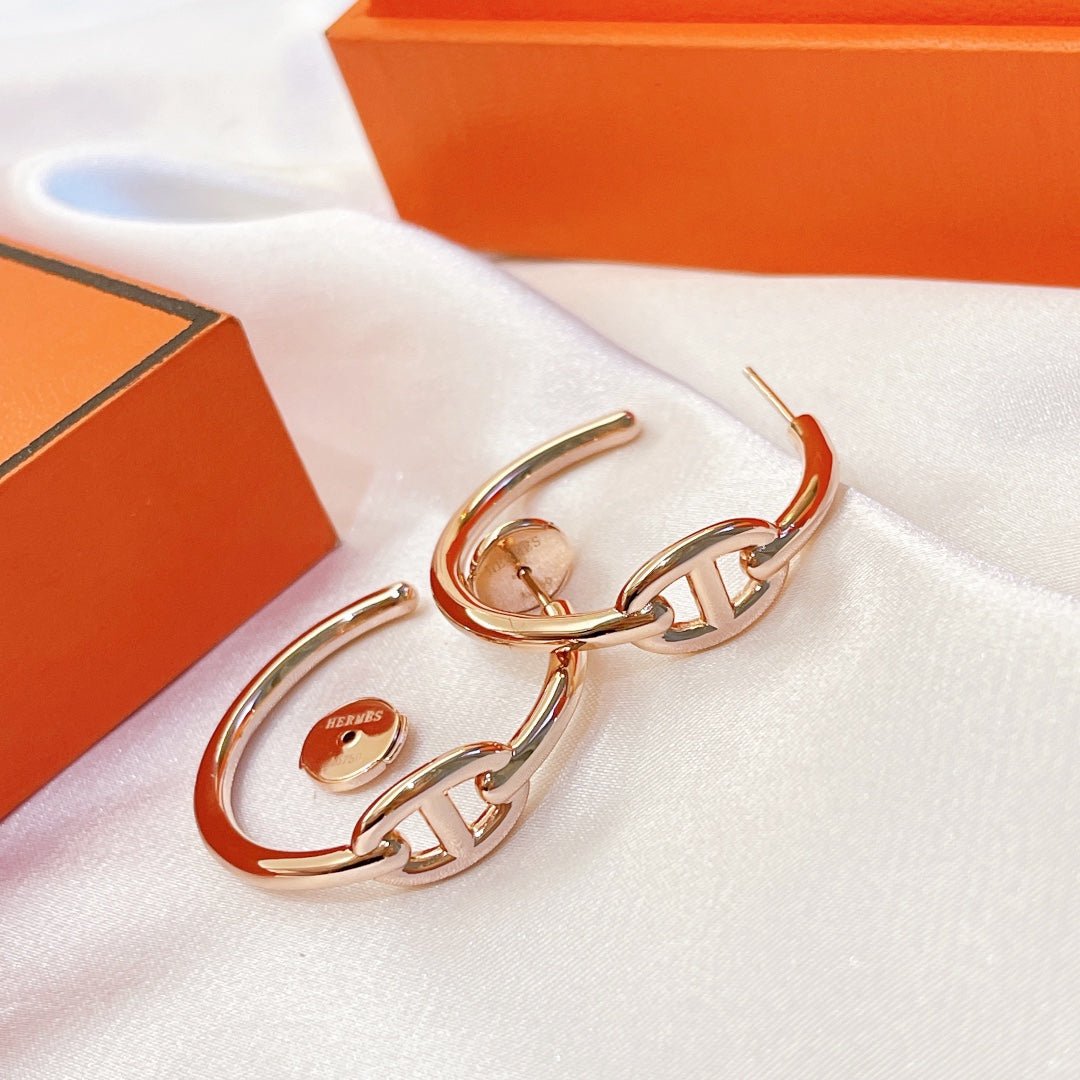 Alternative view of Hermès Silver Plated Chaine d'Ancre Hoop Earrings