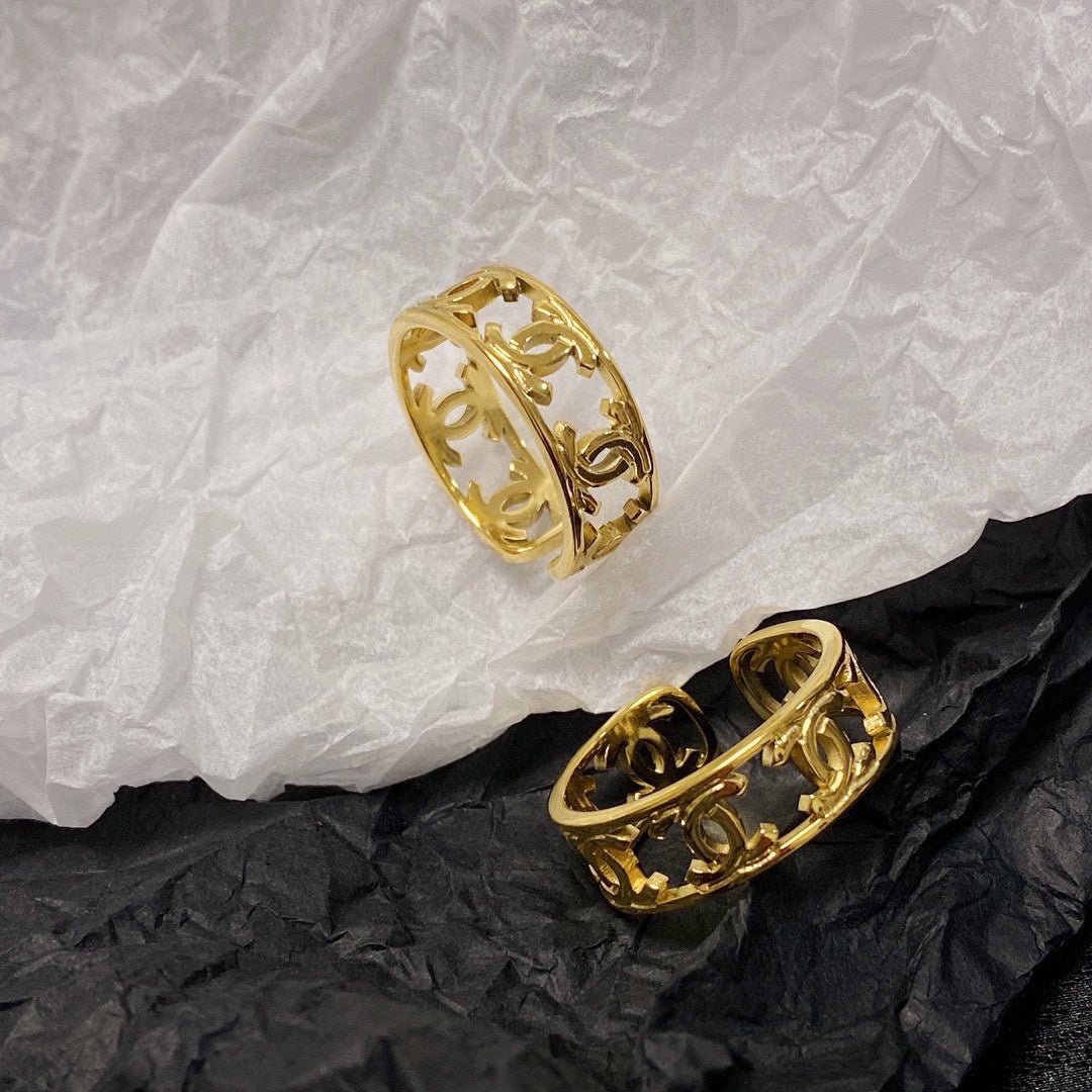 Chanel Gold Hollow Floral CC Open Cuff Earrings Pair - Image 7