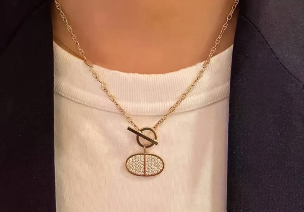 Hermès Rose Gold Diamond Pendant Necklace - Image 10