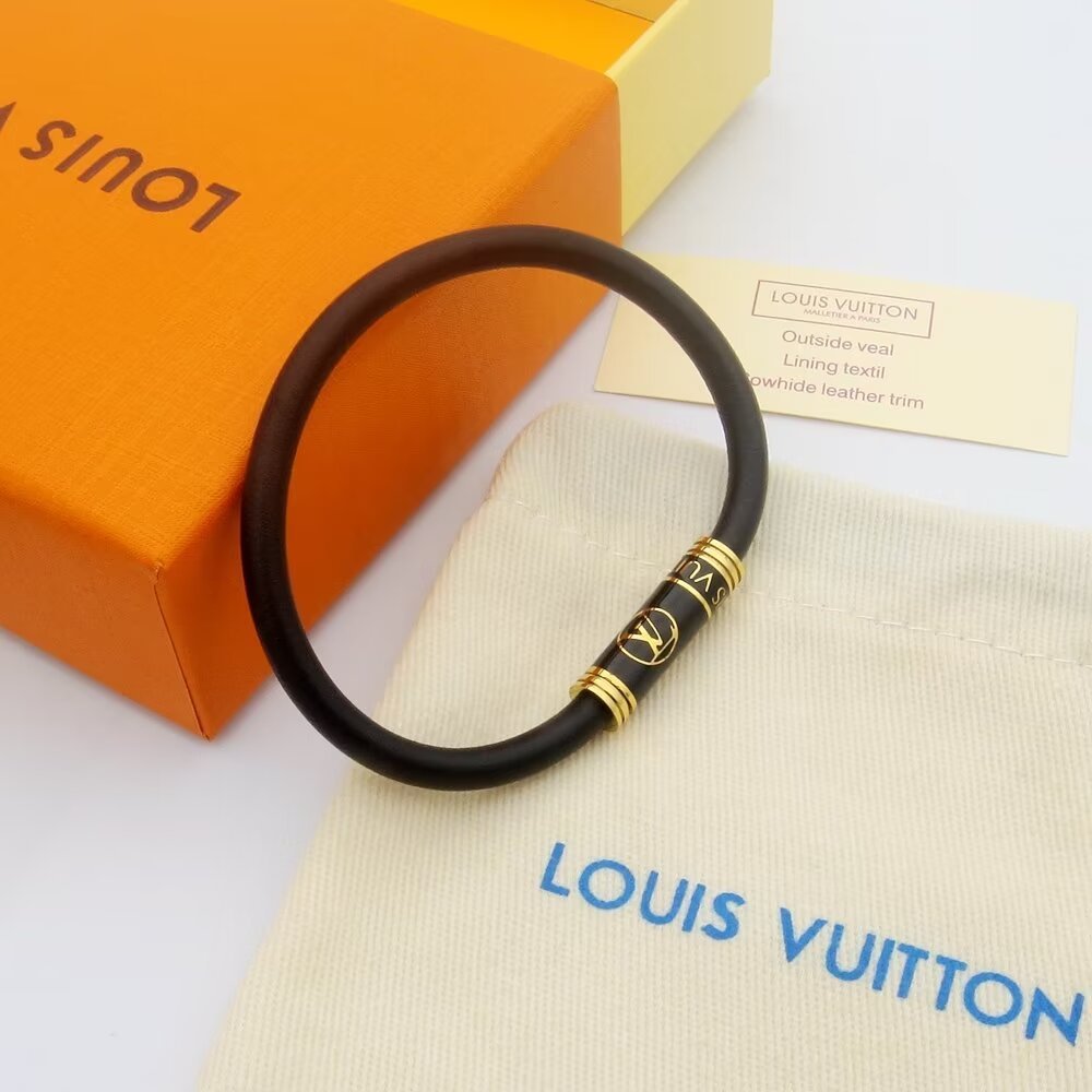 LV Black Cord Logo Monochromatic Bracelet - Image 6