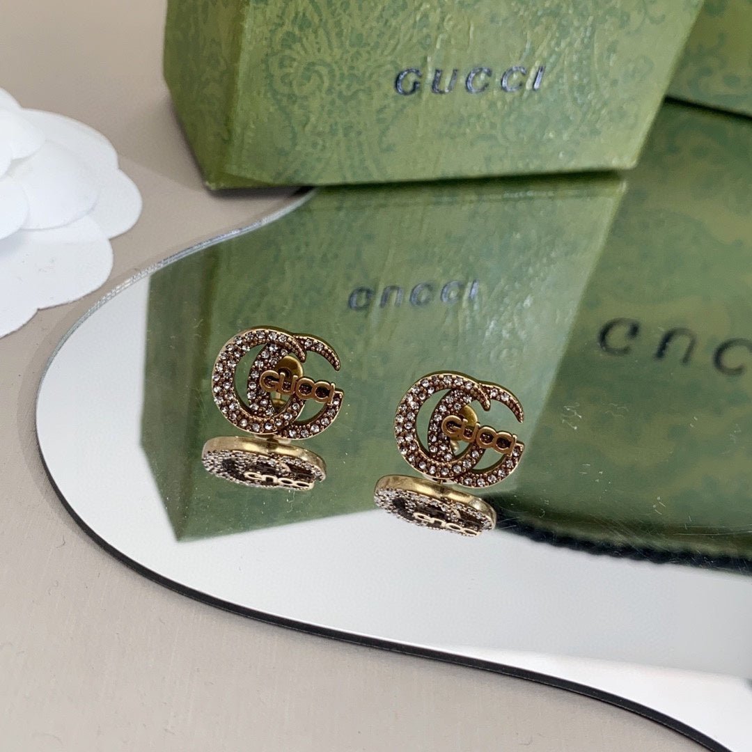 GUCCI Crystal Interlocking G Stud Earrings - Image 3