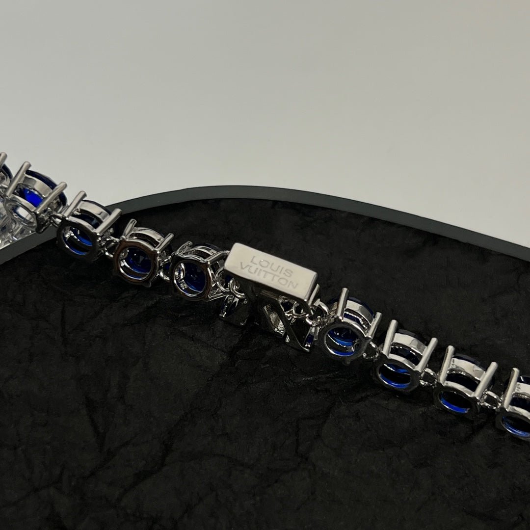 LV Silver-Tone Tennis Chain Crystal Bracelet - Image 6