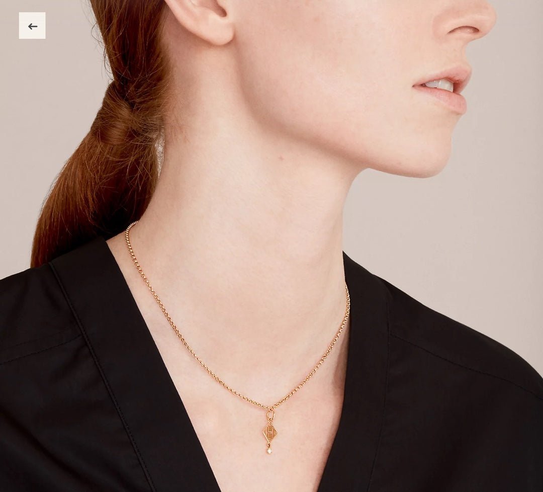 Hermès Diamond Rose Gold Plated H Necklace - Image 5